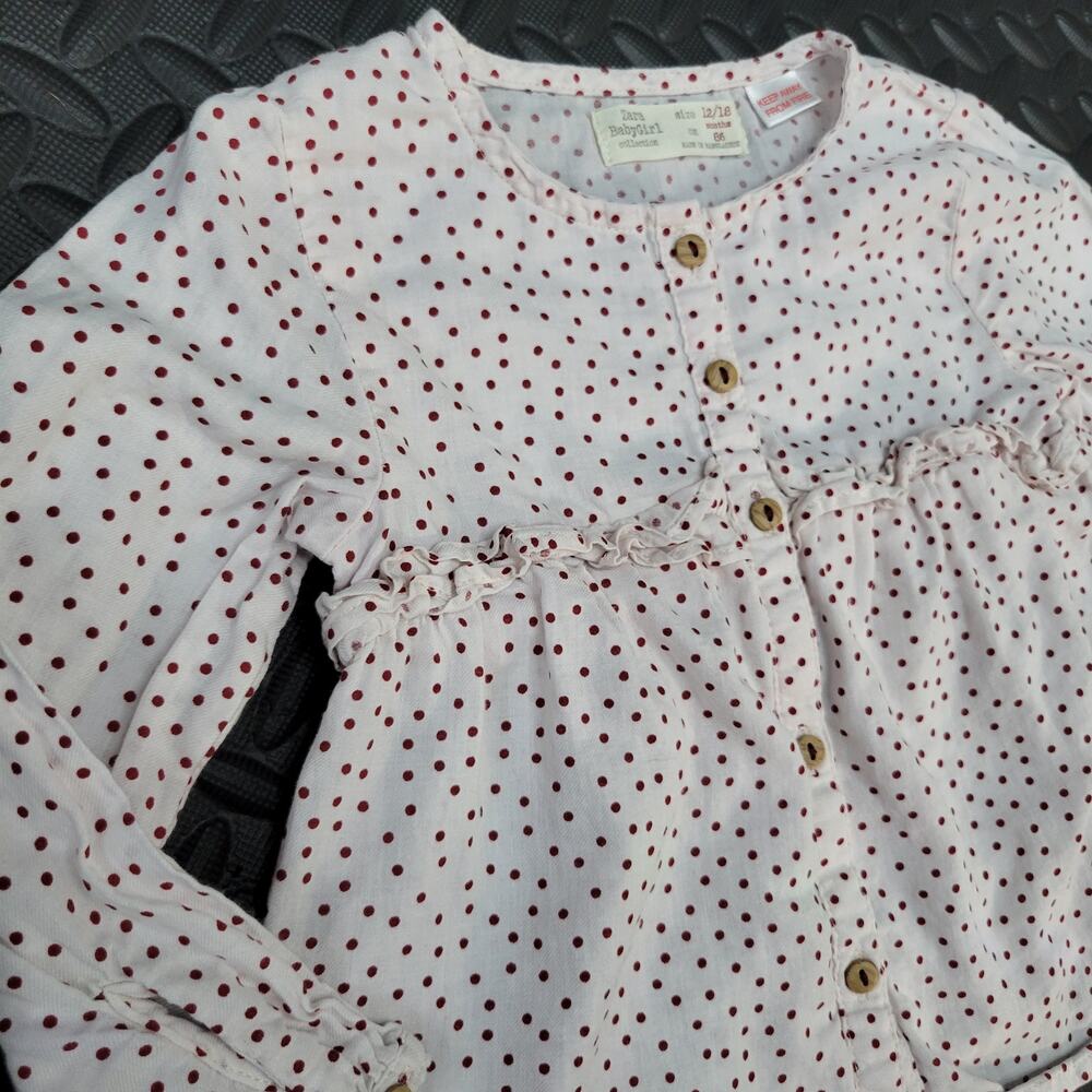 Zara Baby Polka Dot Ruffle Blouse Girl 12-18 Months